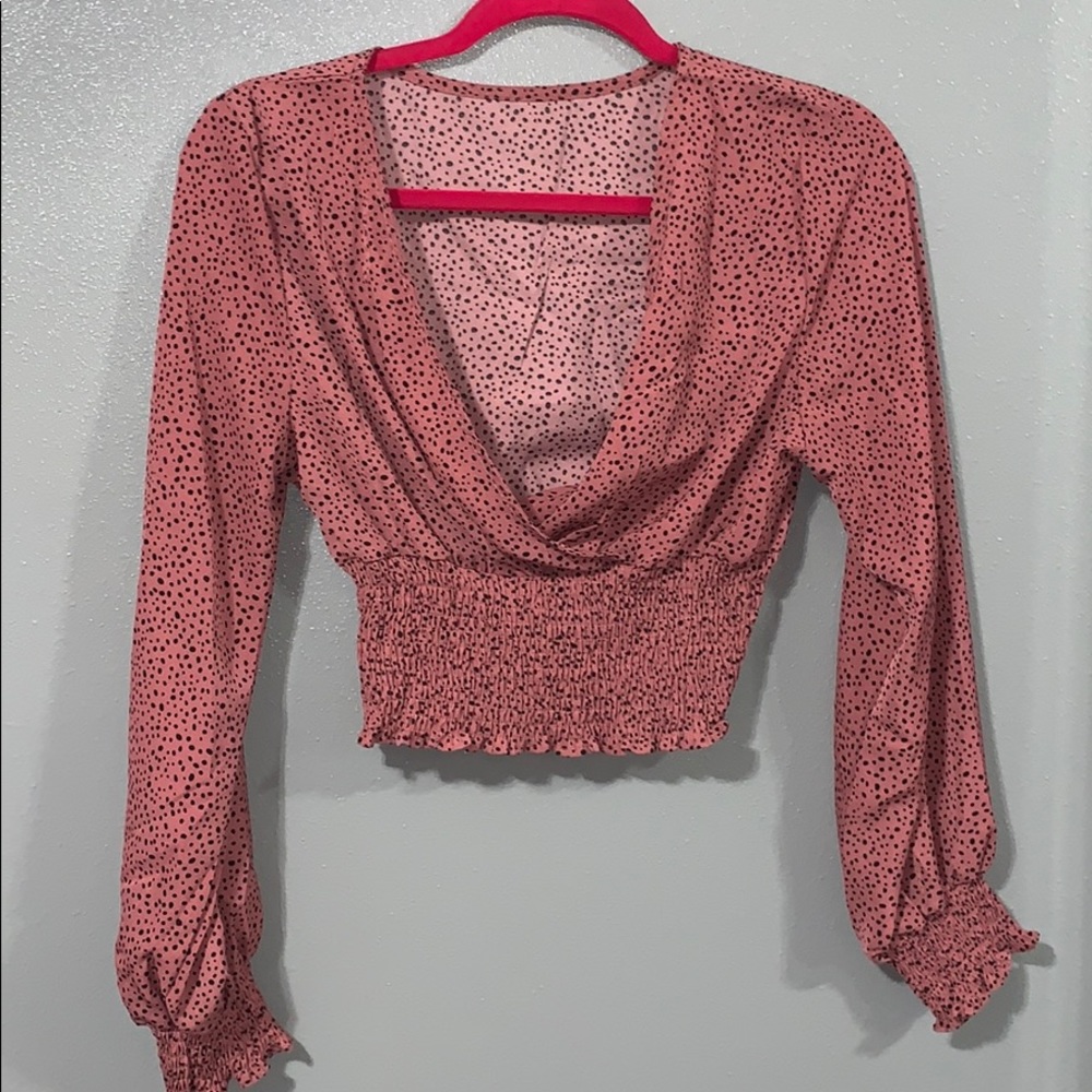 Shein crop long sleeve blouse